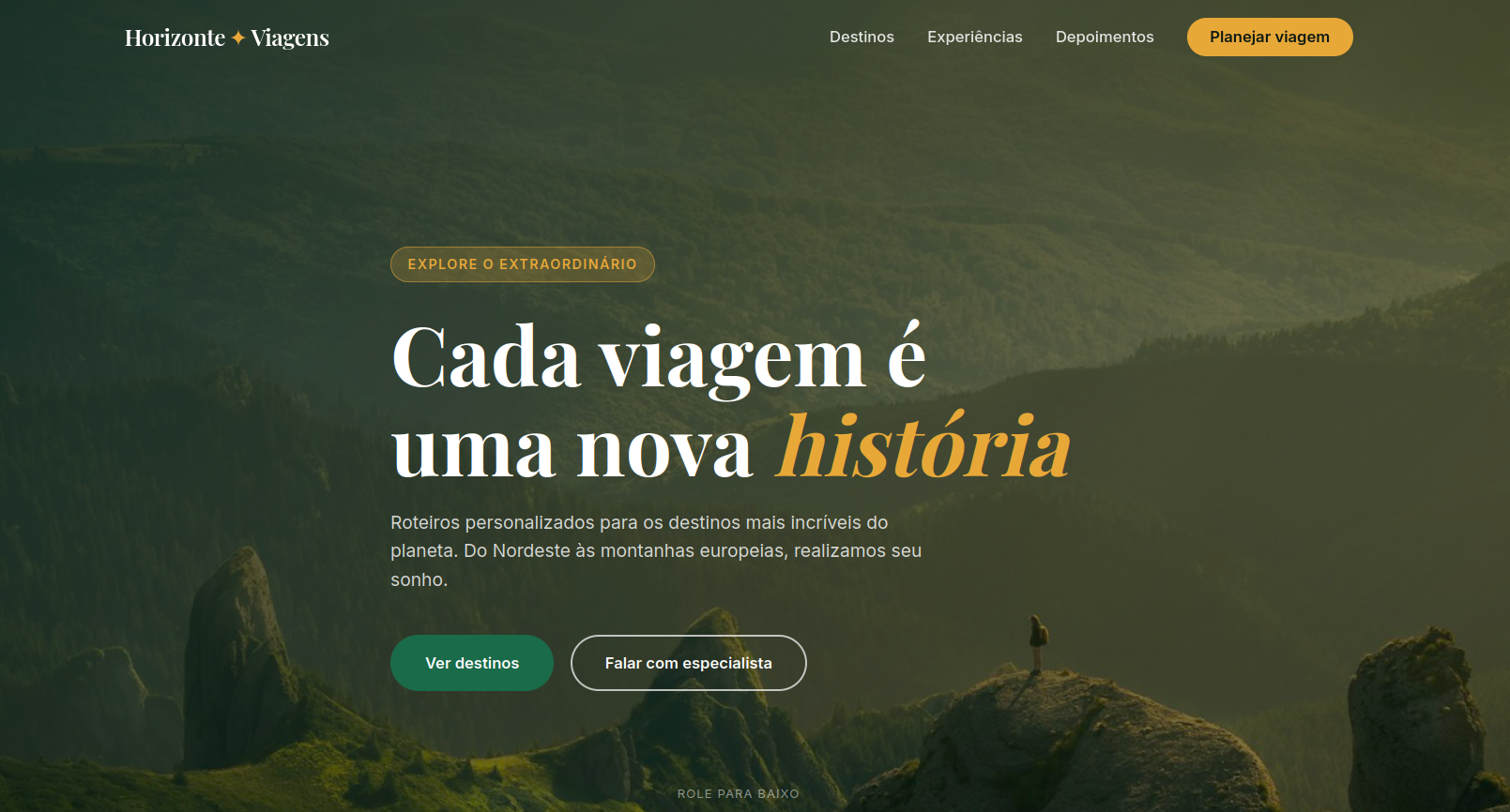Prévia da coletânea de landing pages